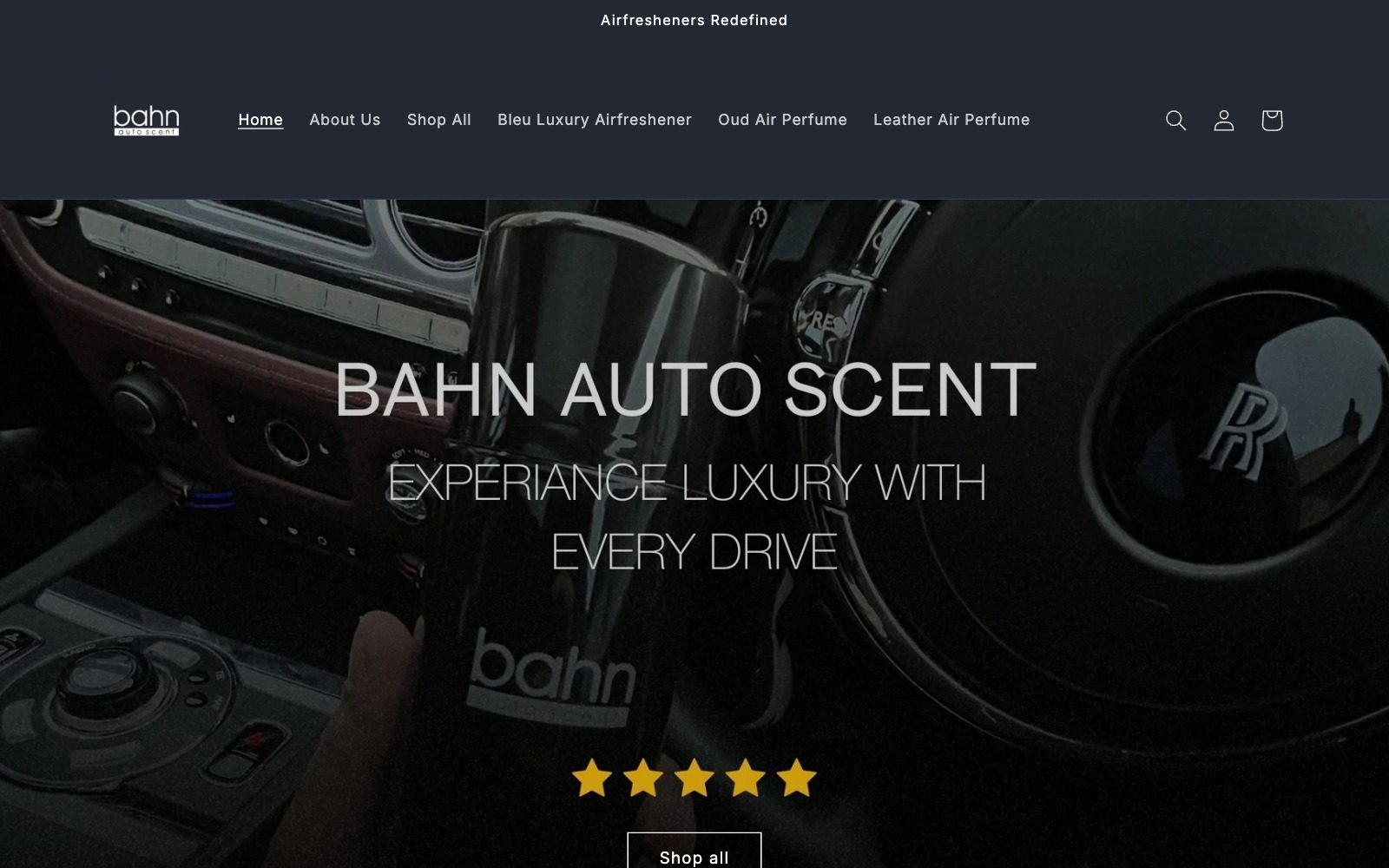 BAHN Auto Scent website before the redesign
