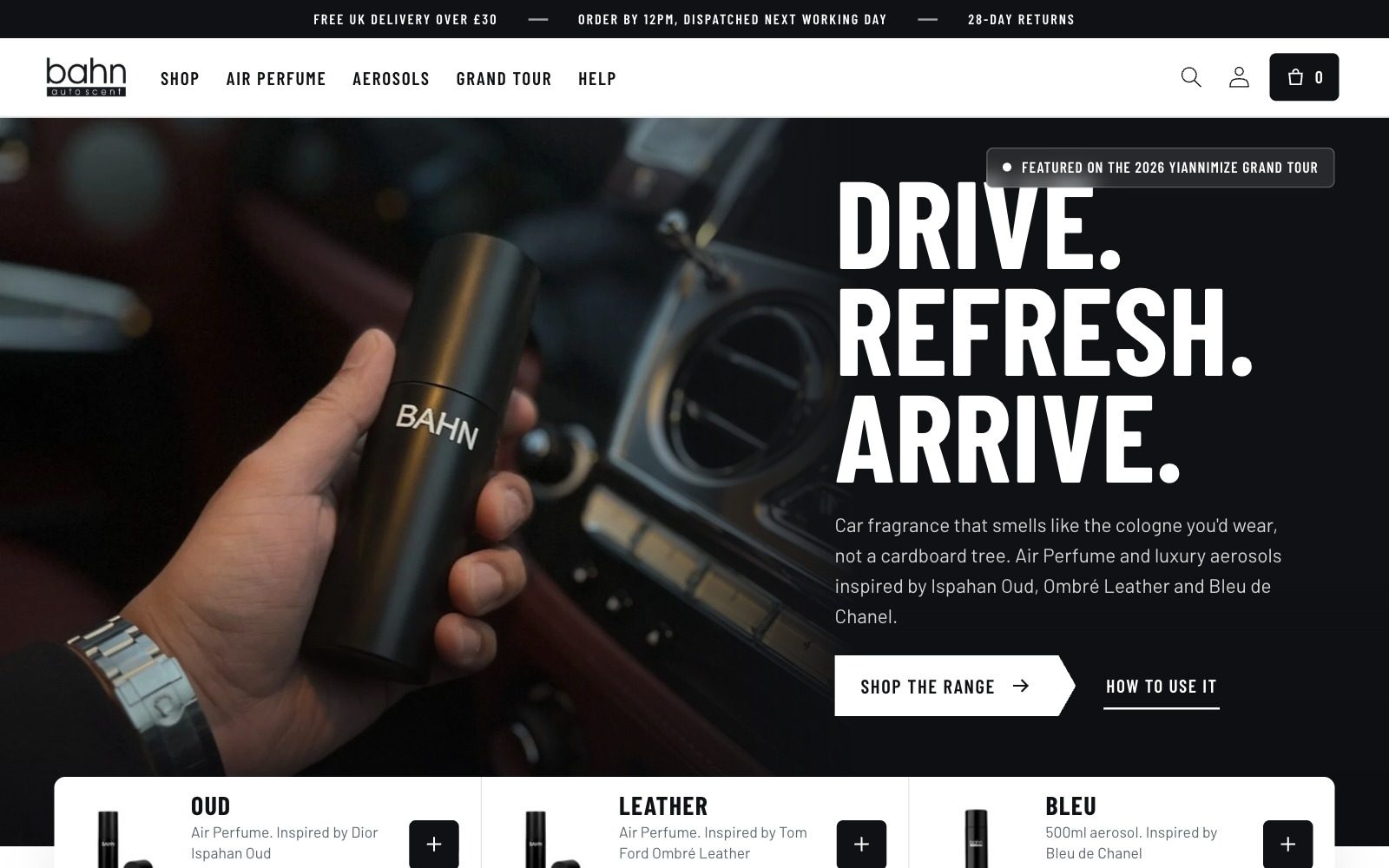 BAHN Auto Scent website