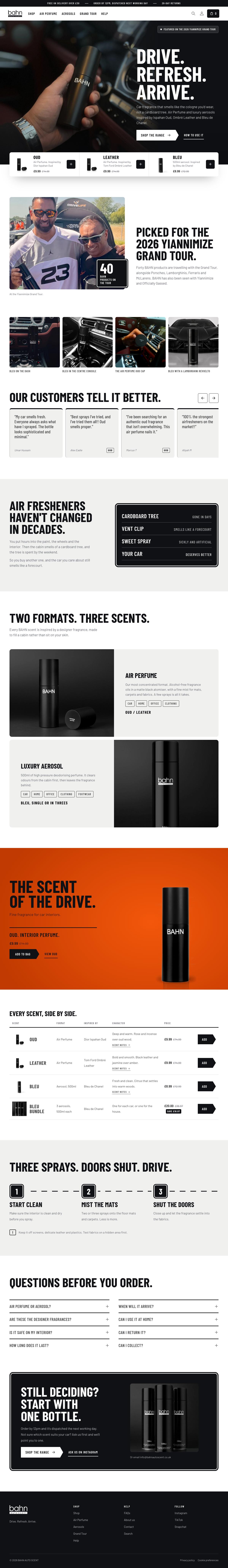 BAHN Auto Scent full homepage design