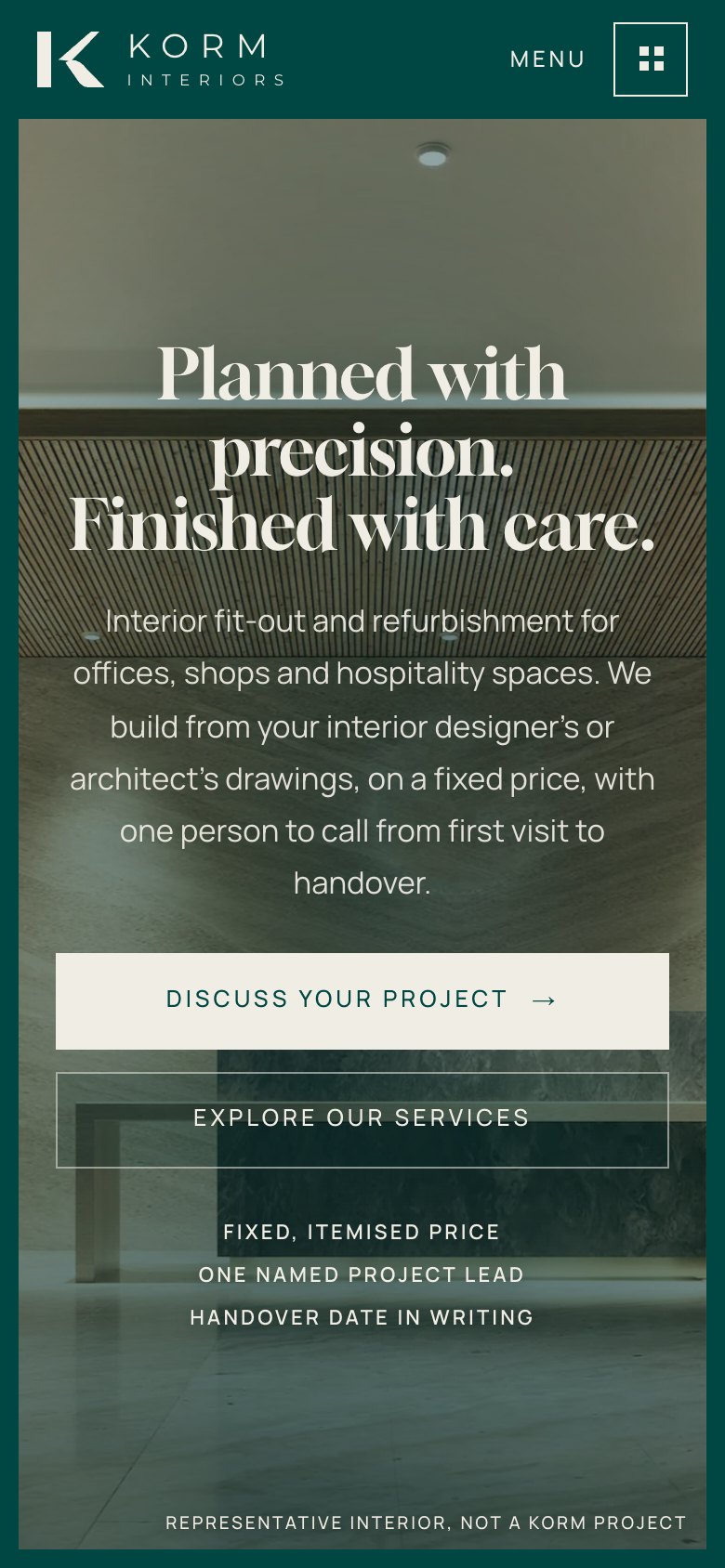 Korm Interiors mobile design